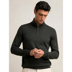 REISS Blackhall Merino Wool Half-Zip Funnel Neck Jumper